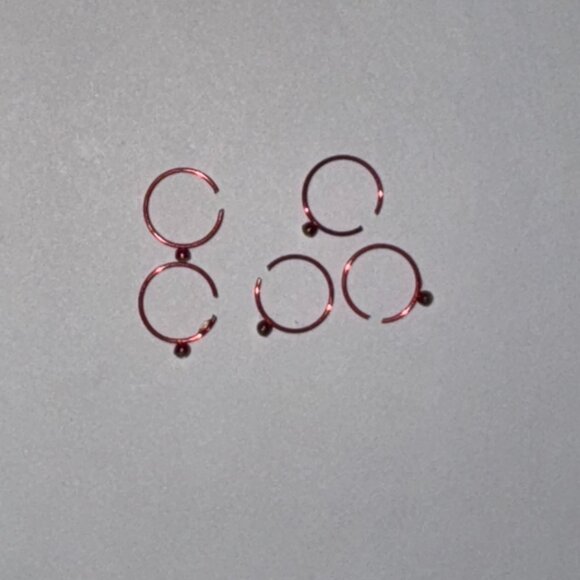 Red 22 Gauge Titanium Plated Hoop Nose Rings - Picture 9 of 10